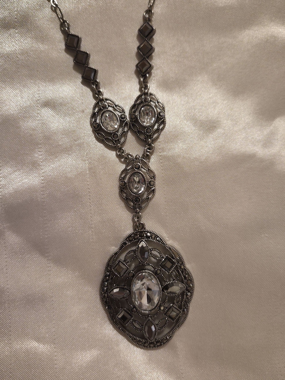 Art Deco Black Rhinestone Statement Necklace